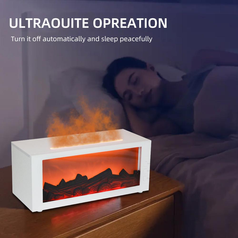 Fireplace Flame Diffuser, 300ml Essential Oil Diffuser with 7-Color LED Lights, Timer & Remote Control, Auto Shut-Off, Includes 3 Essential Oils for Home Aromatherapy