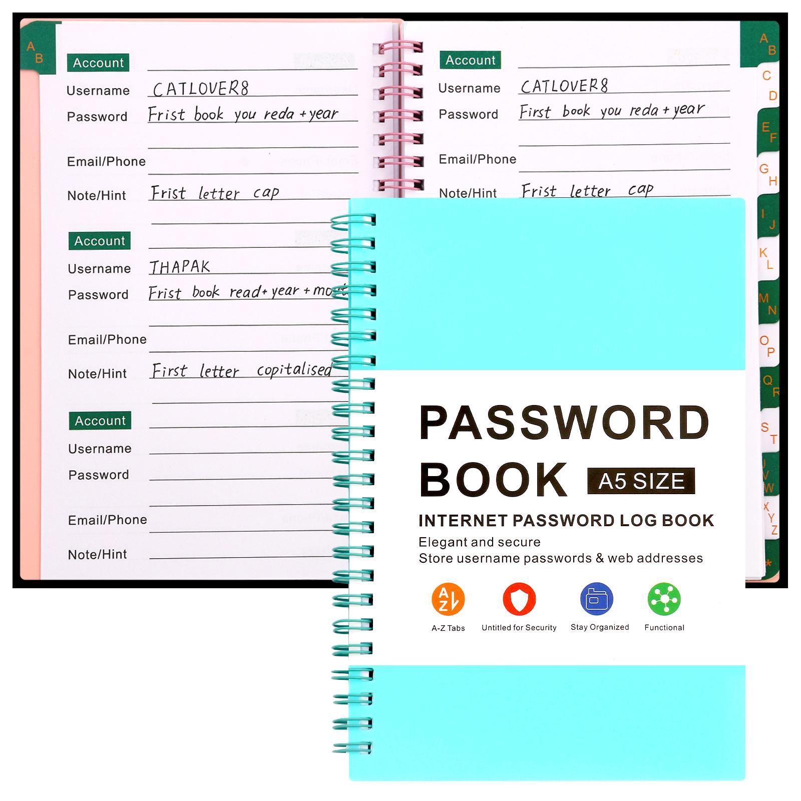 Password Book with Alphabetical Pages, A5 Password Logbook and Workbook Journal, Website Password Keeper, Personalized Logbook for Secure Data Management #GLOBAL PICKS