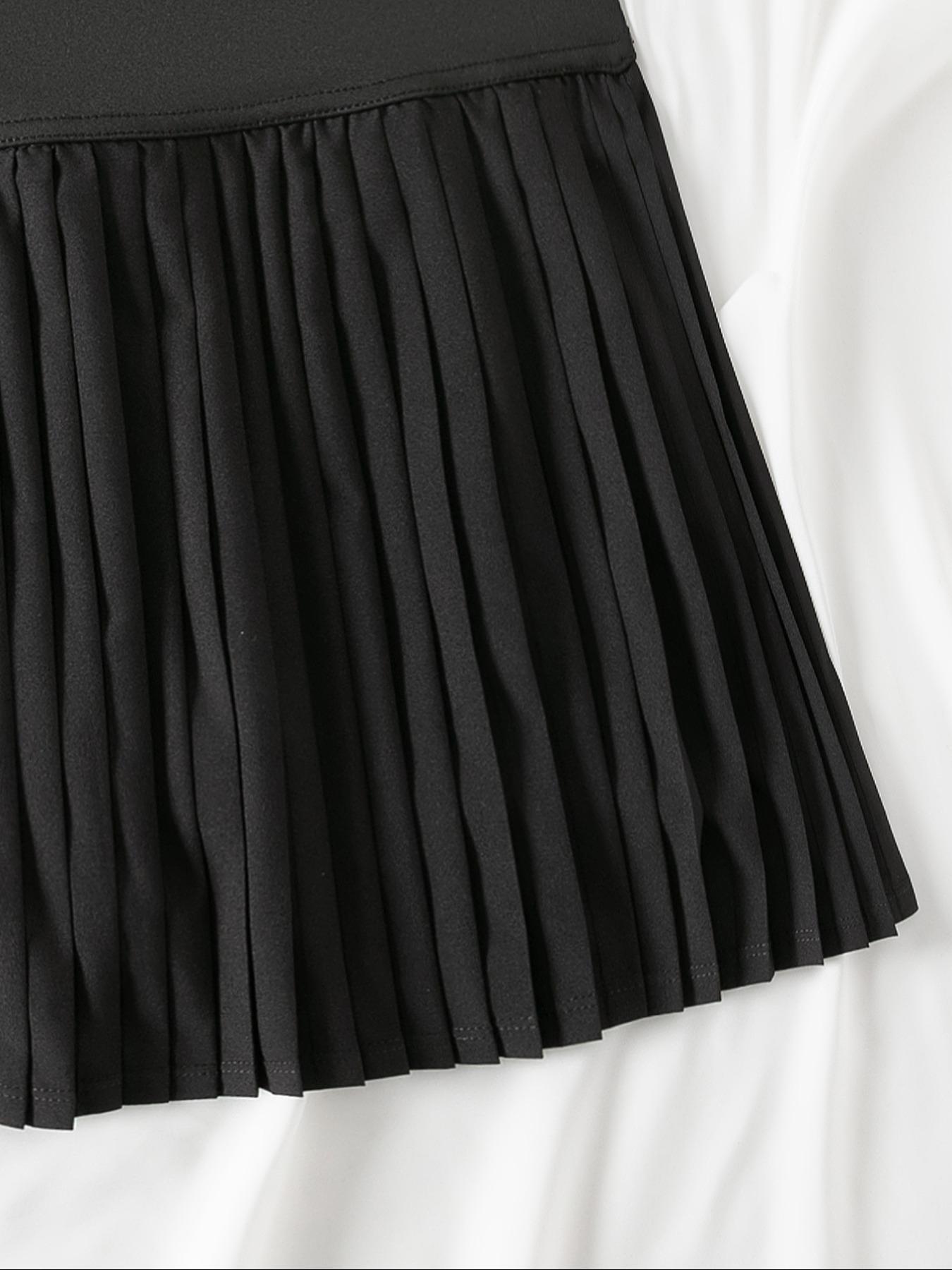 Women's 2-IN-1 Pleated Sports Skorts, Sporty Solid Comfy Quick Drying Gym Shorts for Summer Tennis Exercise Workout, Summer Clothes Women, Ladies' Sportswear Clothing