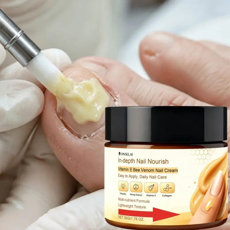 Vitamin E Bee Venom Nail Cream, Propolis Collagen Cuticle Repair, Deep Nourish Dry Cracked Nails, Daily Nail Care Hydrating Moisturizing Moisturizer 50g