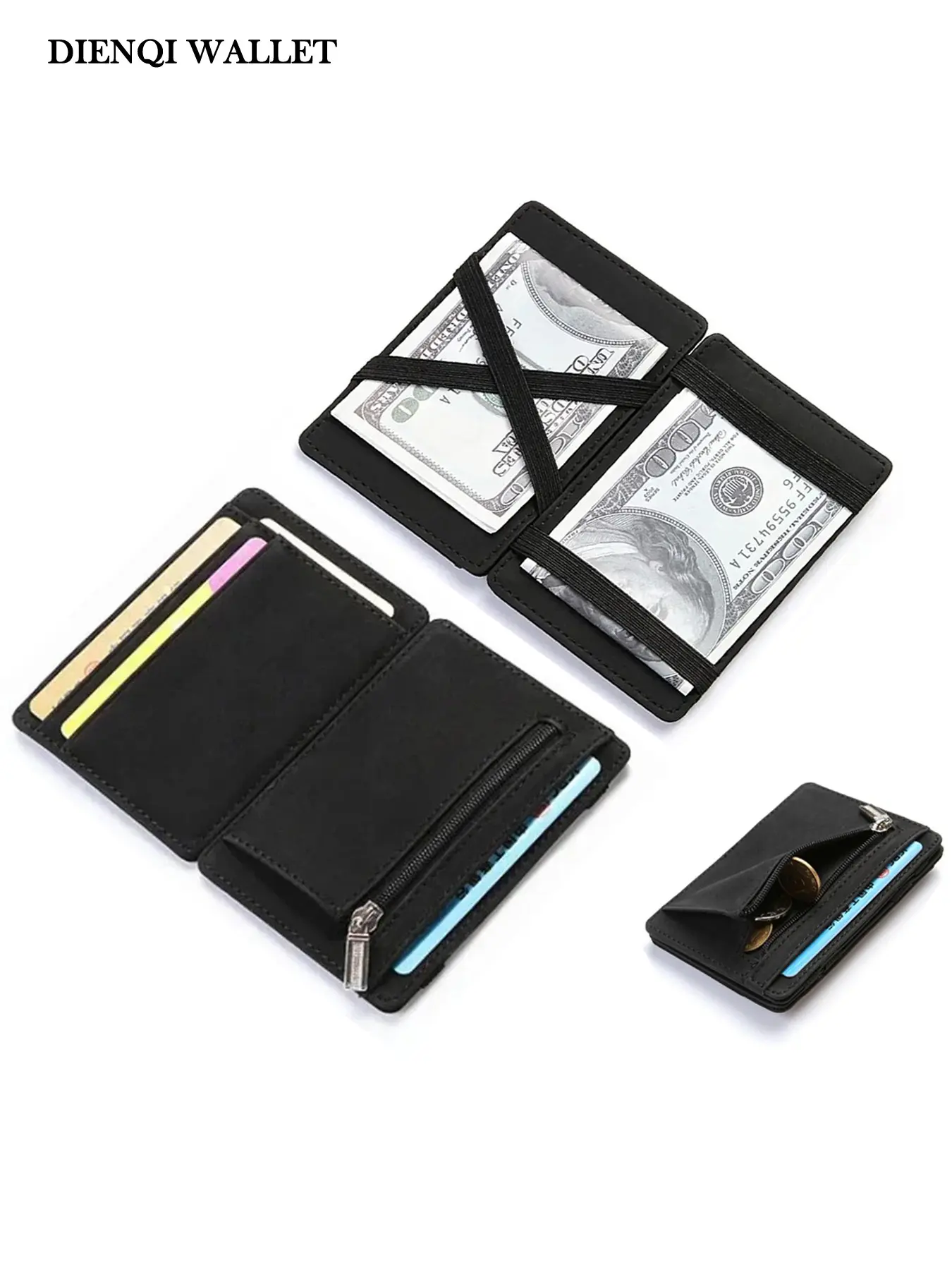 Business Women's Wallet Magic Wallet,Bank Credit Card Holder,Minimalist Leather Wallet Smart Wallet,Slim Wallet,Coin Purses with Zipper,Magic Money Clips,Holds Cards Plus Cash,Bifold Card Holder,Birthady Gifts for Women,Every Day, Card Coin Pouch