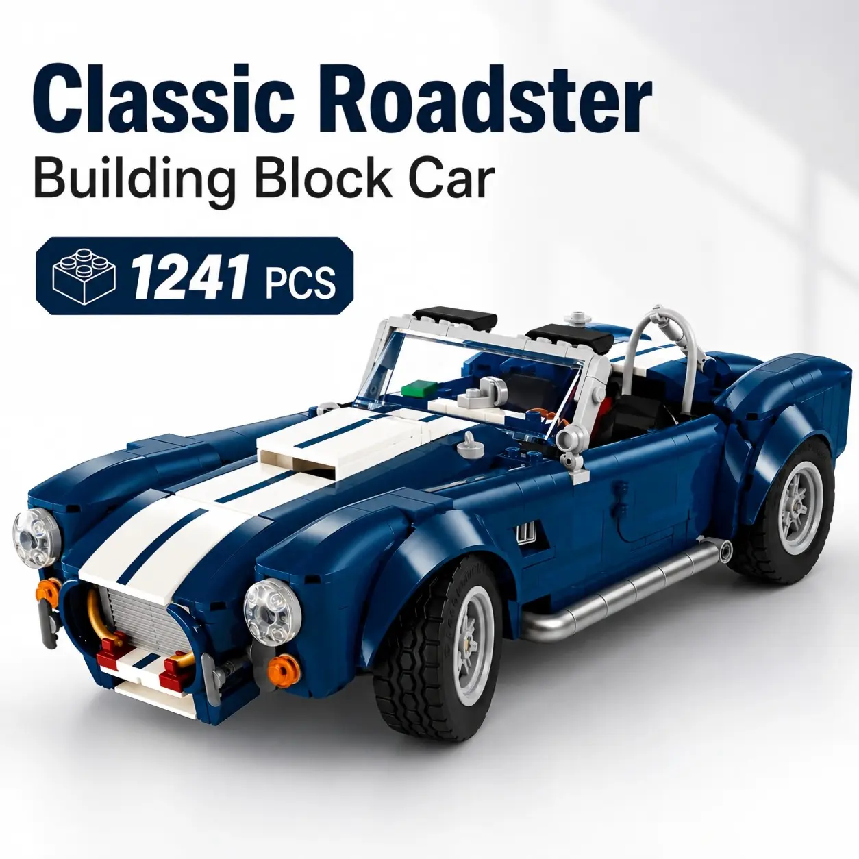1241 Pcs Shelby Cobra Race Car 427 S/c Puzzle Toy Set, Educational Building Blocks Kit, Fun Learning Activity for Kids