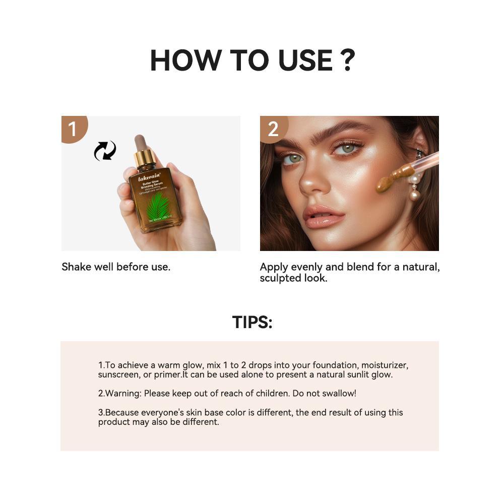 Butter Glow Bronzing Serum, Face Tanning Serum, 1 Box Gentle, Hydrating Nourishing Skincare Bronzing Drops for Radiant, Natural Sunkissed Complexion, Moisturizing Skin Care Product for Women, Moisturize, Bronze, Hydrate, Moisturizer, Moisturizing Formula