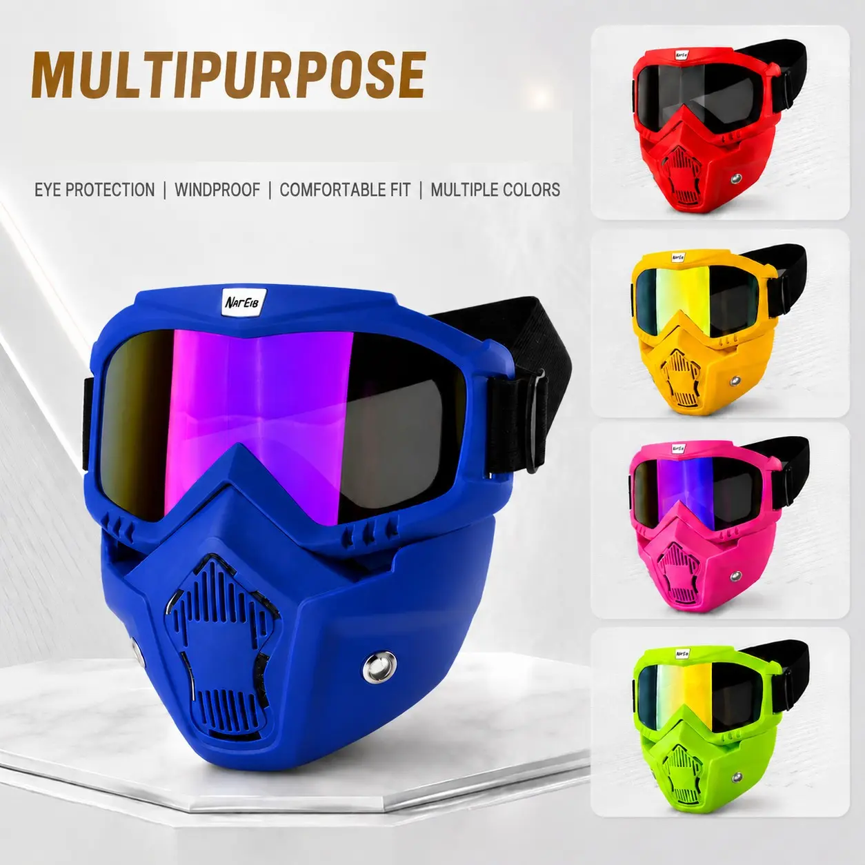 Adjustable Dust-Proof Motorcycle Goggles, Breathable Full-Face Protection, Off-Road Bike Mask, Riding Gear, Essential Cycling Equipment, Motorcycle Accessories