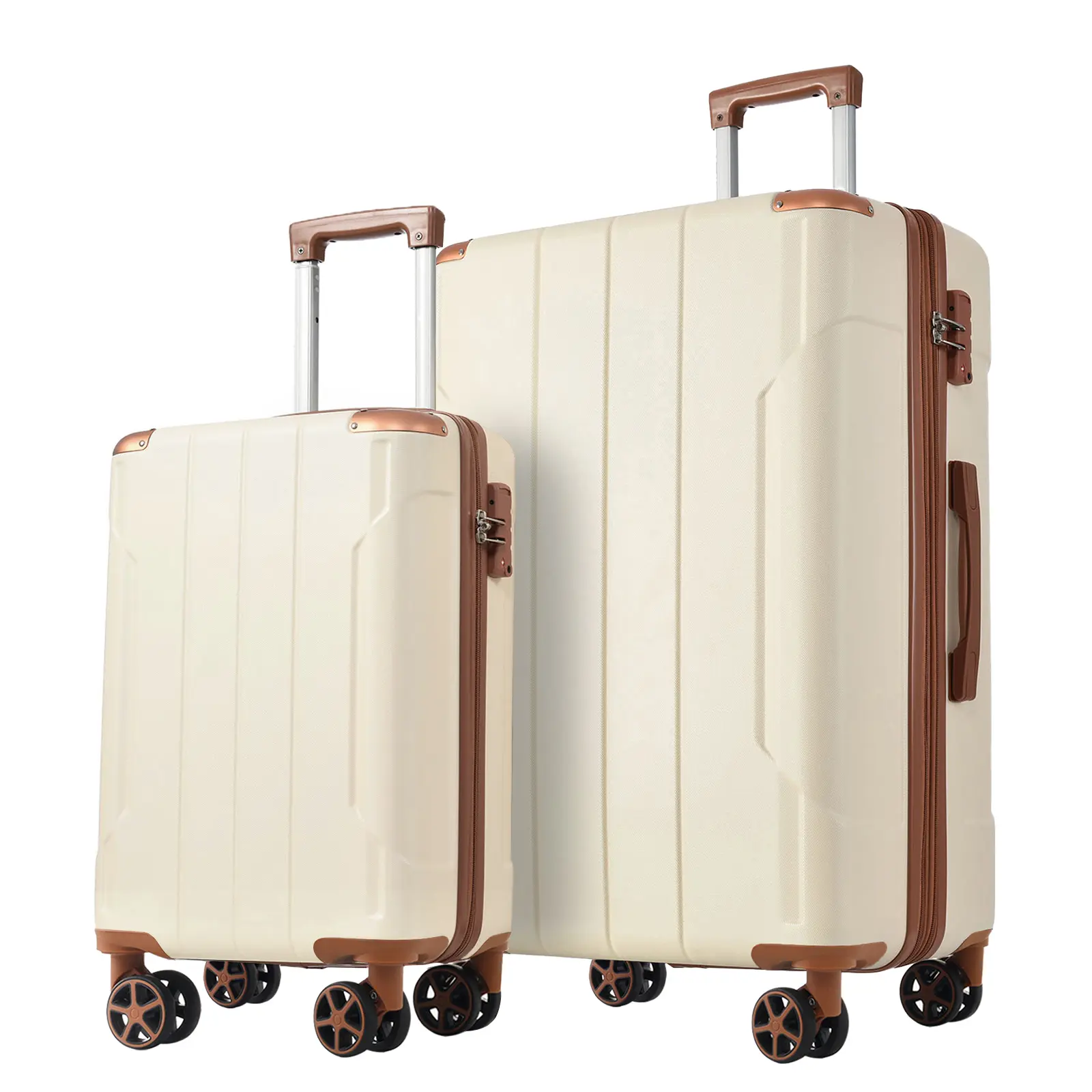 ARCH 2-Piece Hardshell ABS Plastic Luggage Set - Expandable Spinner Wheels Suitcase with TSA Lock, 20in Carry-On & 28in Checked Travel Bag for Men, Lightweight Durable Home Organizer Storage Bins (Brown White Options)