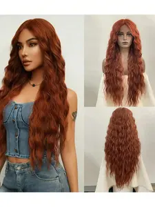 Sensationnel 13X6 HD Lace Front Wigs 24 Inch Synthetic Curly Wave Hair With Natural Density Nature Hairline Frontal Lace Wig For Women Wear Daily Party Cosplay And Halloween (Copper Brown 350#)