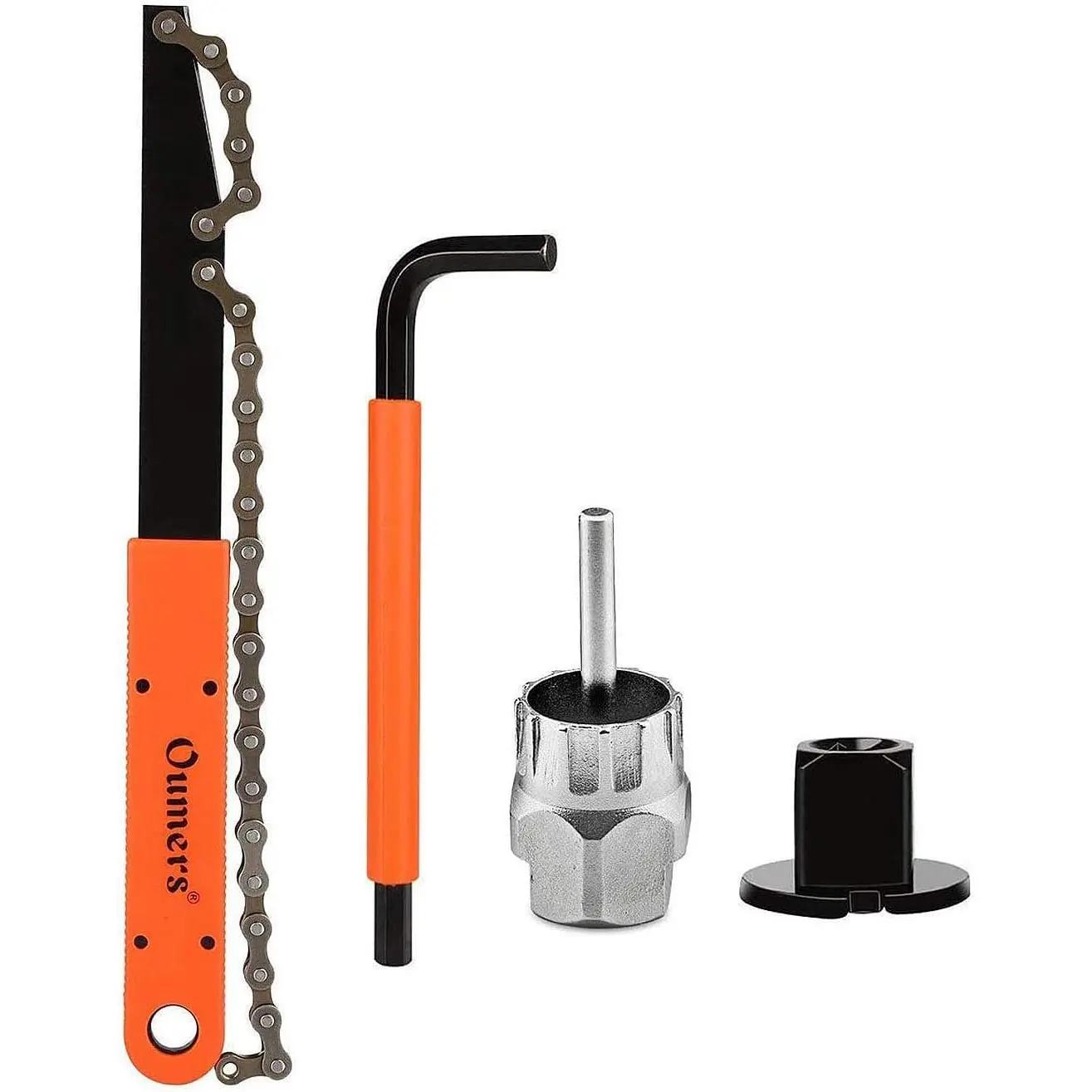 Oumers Bike Cassette Removal Tool, Cassette Freewheel Removal Tool with Chain Whip and Auxiliary Wrench Bicycle Cassette Lock Ring Extractor, Freewheel Remover Wrench Sprocket Remover