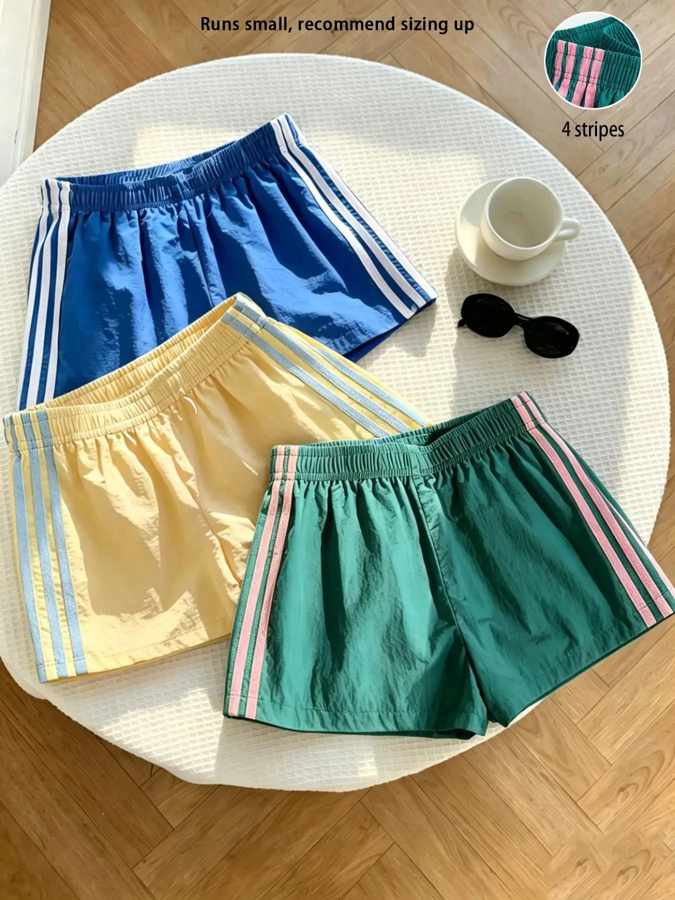3-Pack Women's Quick-Dry Breathable Lightweight Workout Shorts, Athletic Shorts Casual, Casual Loose-Fit Elastic Waist Summer Shorts, Y2K Fashion Striped Lounge Wear, Casual Athleisure Shorts