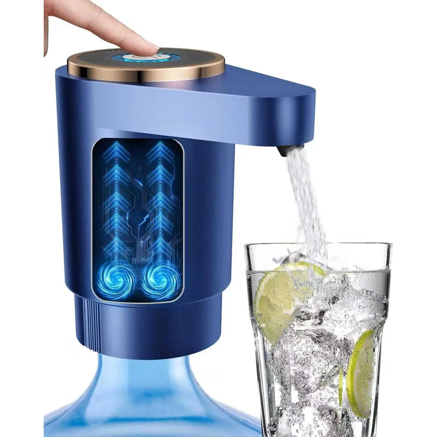 Water Jug Pump for 5 Gallon Bottle – Portable Electric USB-C  Dispenser,   Motors,  Flow, Fits 2-5 Gallon Jugs – Ideal for , Office, Camping, RV, Blue