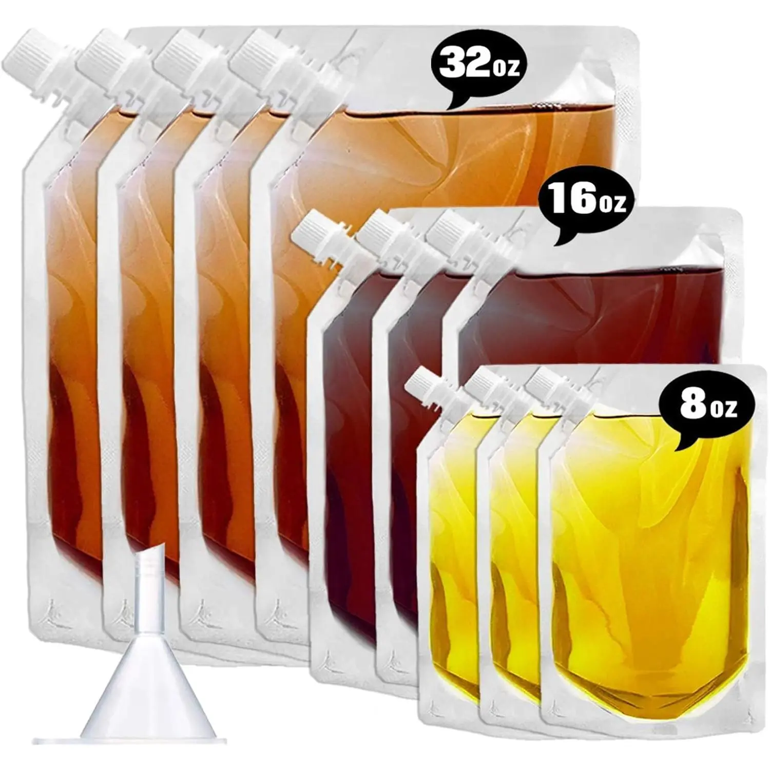 Cruise  Flask Kit for Travel,Concealable and  Rum Runner  Juice Travel Plastic Flasks  Bags for Sneak Drink-4 x 32 oz + 3 x 16 oz + 3 x 8 oz +1 funnel