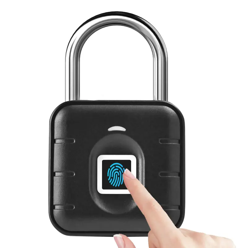 Fingerprint Padlock, Locker Lock, Keyless  Padlock Outdoor Fingerprint Lock Combination Gate Locks for Gym Storage - Black Waterproof ,Door Lock with BLE