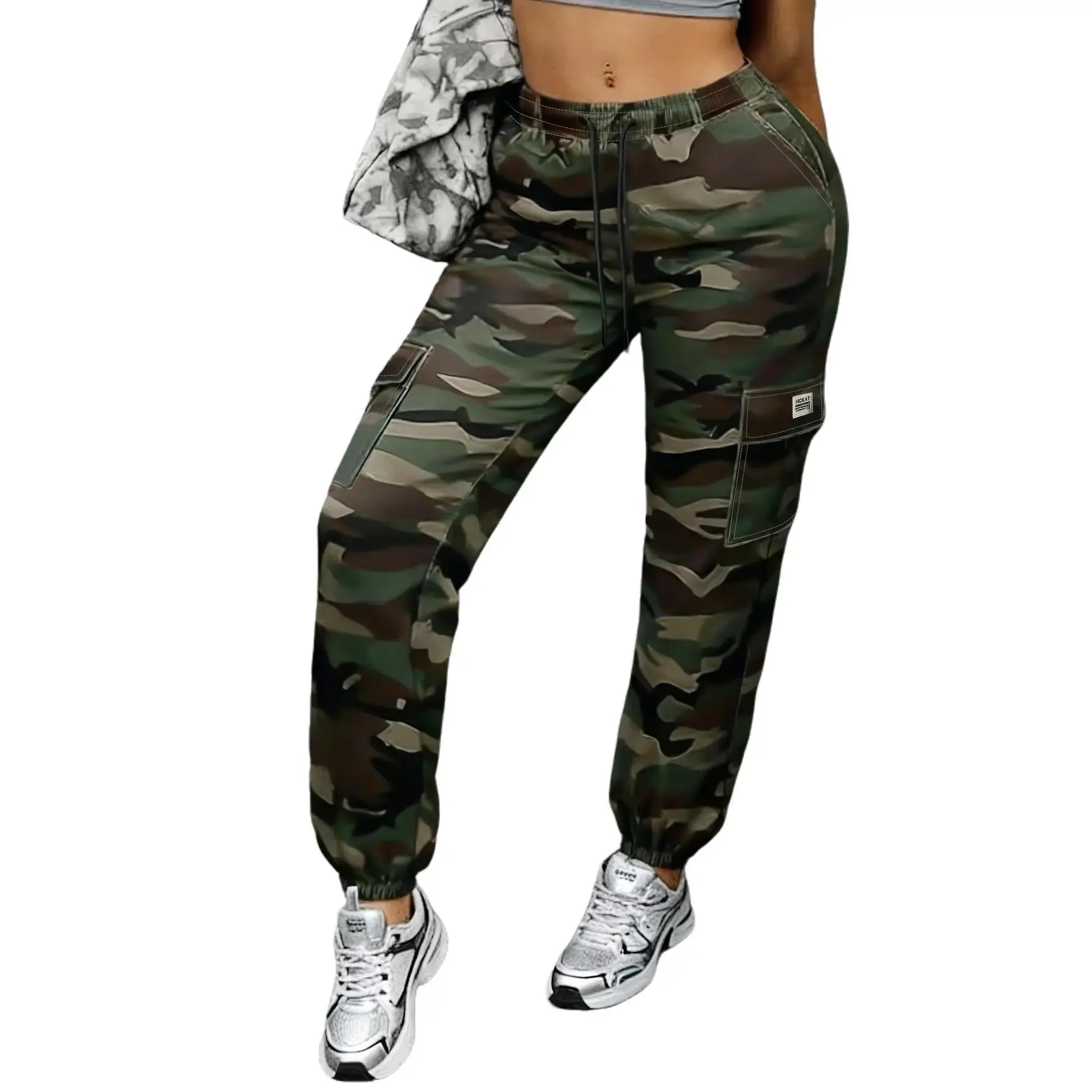Women's Camouflage Cargo Pants | Breathable & Lightweight, Elastic Drawstring Waist, Roomy Utility Pockets & Tapered Leg Design, Perfect for Outdoor & Daily Casual Wear