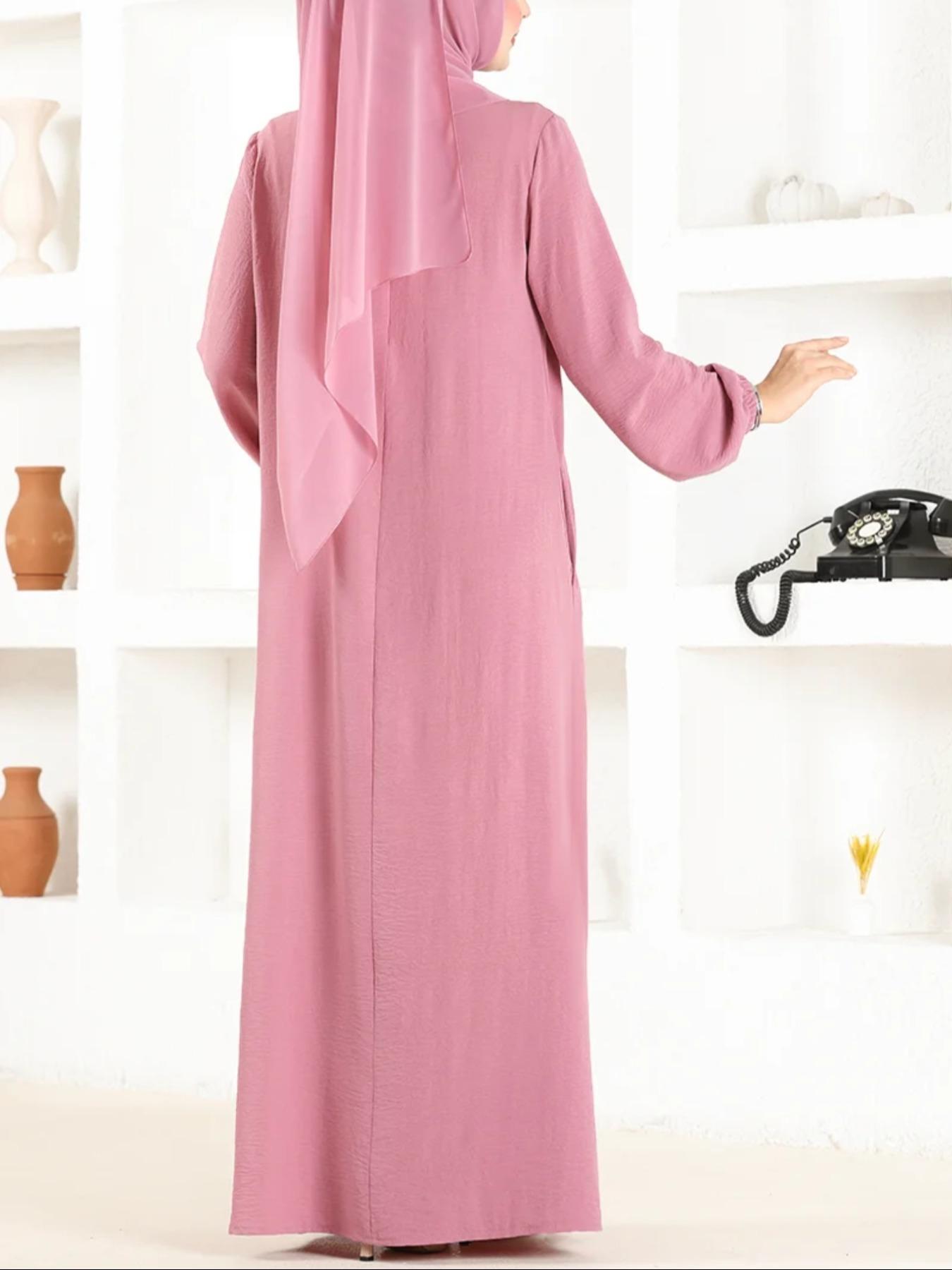 Women's Plain Round Neck Long Sleeve Dress, Casual Solid Color Crew Neck Long Dress for Daily Wear, Ladies Clothes for All Seasons