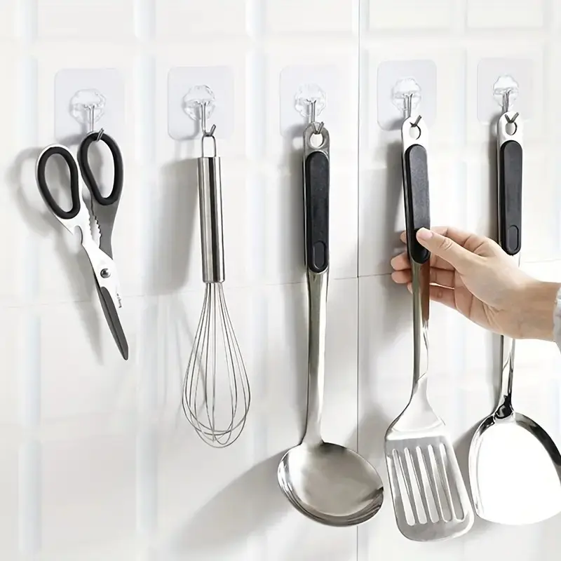 10 acrylic transparent hooks, Hooks For Walls No Damage, Hooks For Hanging, very convenient Heavy Duty Wall Hook Adhesive Hook For Nail Free Wall Bracket