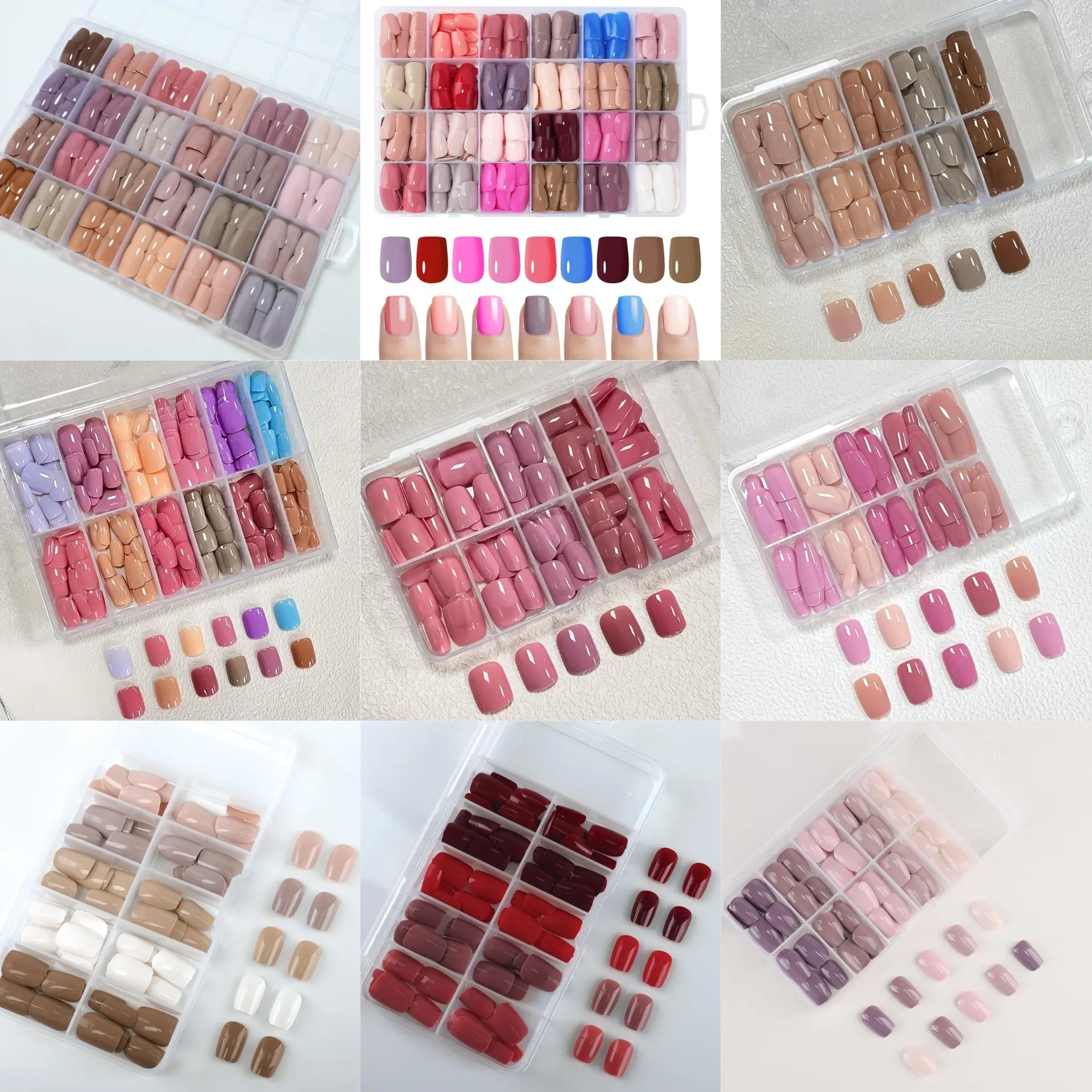 720pcs Short Almond Shape French Nail Art Tips, Gradient Nude & Milky Press-On Nails, Fake Nail Tips, Includes Nail Buffing Block & Jelly Gel