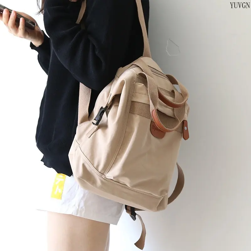 Retro Lightweight Canvas Drawstring Flap Backpack - Large Capacity Bag, Adjustable Woven Straps, Multi-Function Travel Backpack for Adults, Cycling, School