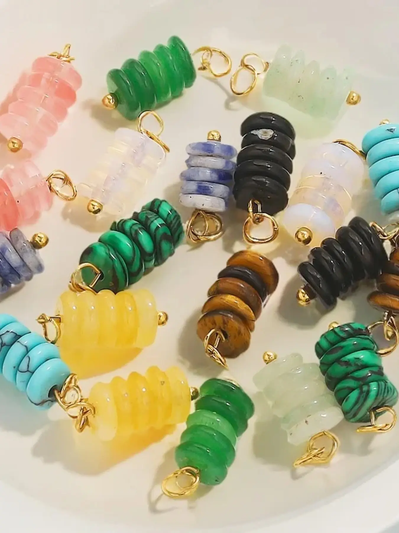 Hand Made Spare Parts, Natural Stone Bead Pendant, Women's Earrings, Necklaces, DIY Jewelry Making Kit, Turquoise & Malachite Charms, Wedding Accessory
