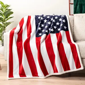 Patriotic American Flag Flannel Throw Blanket, Soft Warm USA Military Veteran Blanket for Sofa Couch Bed, 4th of July Veterans Day Birthday Christmas Gift for kid, Adults and Children