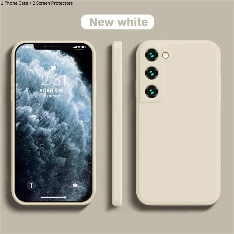 3 In 1 Liquid Shockproof Phone Case Set With 2 Clear Screen Protectors For Samsung Galaxy A27 A37 A57 A17 A15 A25 A35 A55 A14 A24 A34 A54 S26 S25 S24 S23 S22 S21