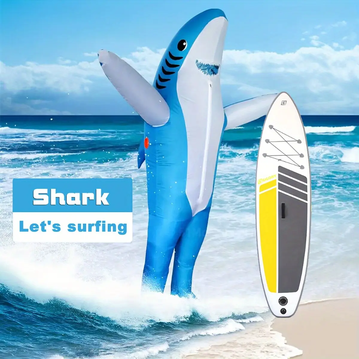 1pc Shark Inflatable Costume, Polyester Fiber, Halloween Party Cosplay, Walking Dolphin Doll, Blue Color, Fun Props for Masquerade