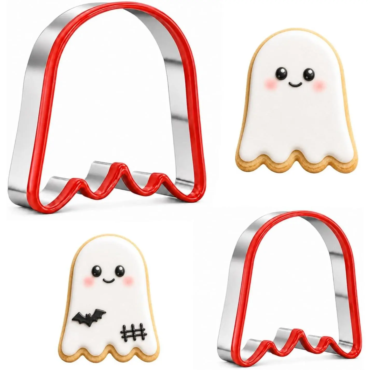 2 count Halloween  Cookie  Set with Soft PVC  | Small and large size stainless steel halloween cookie cutters for baking
