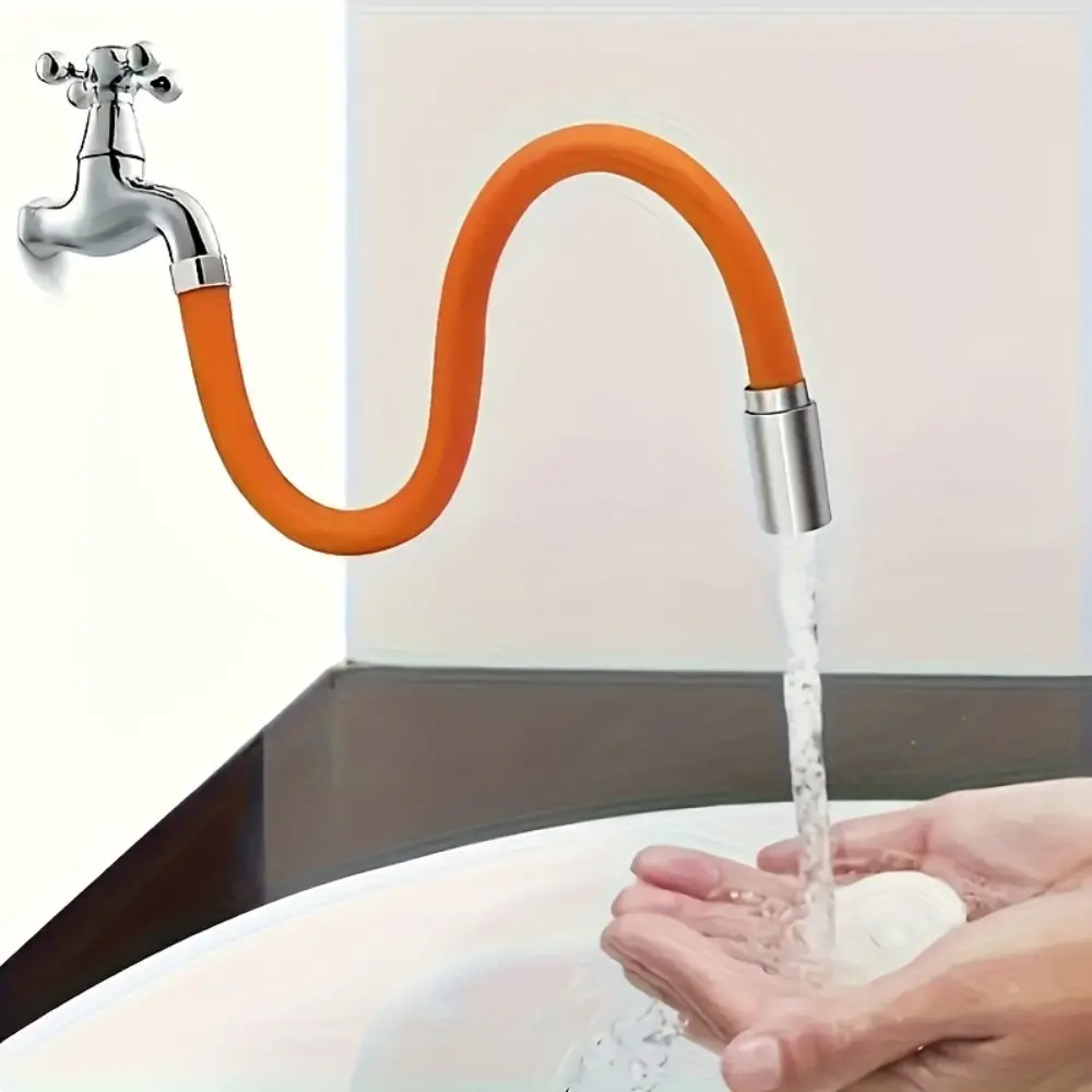 Splash-proof faucet extension hose with a 360-degree swivel joint, adjustable length flexible hose extender, suitable for bathroom sinks, showers, bathtubs, and kitchens