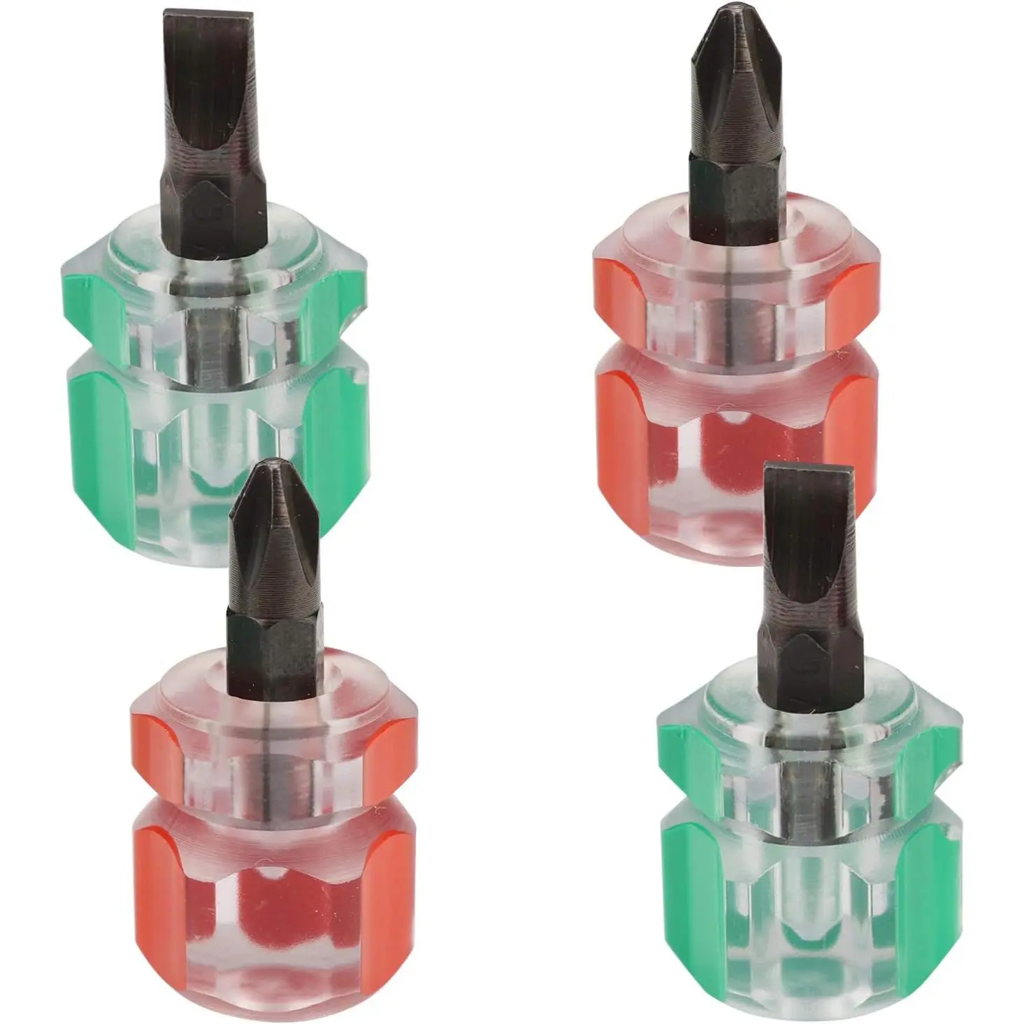 Stubby Grip Mini Screwdriver Set - 4-Count Sewing Machine Screwdrivers with Flat and Phillips Heads for Narrow Spots