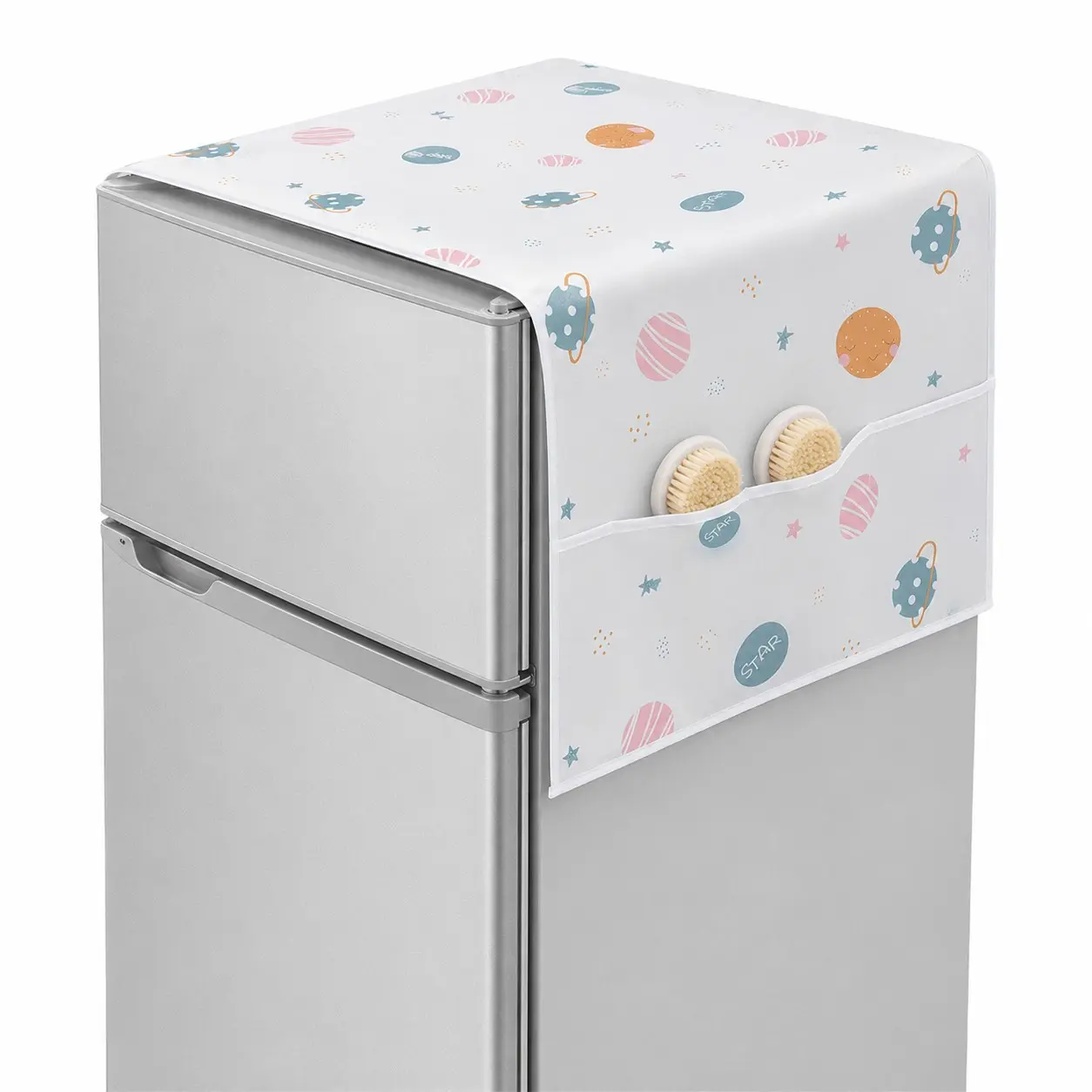 Refrigerator Dust Cover with Storage Pockets, Waterproof Washing Machine Top Cover, Dustproof Cover, Floral Print, Space-Saving, Ideal Gift, Waterproof Durable Cover, Household Dust Cover