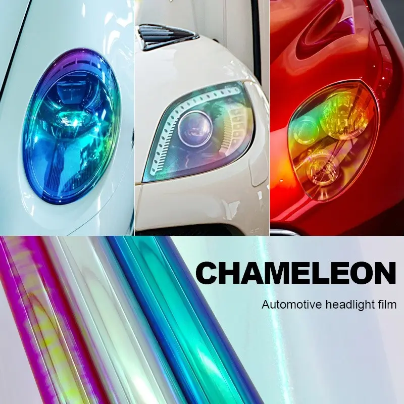 100x30cm Car Headlight Tail Light Film, Chameleon Protective Film, Transparent Color Change Film, Durable Waterproof Scratch-Resistant, Motorcycle Headlight Sticker, Automotive Decals, Stickers For Cars