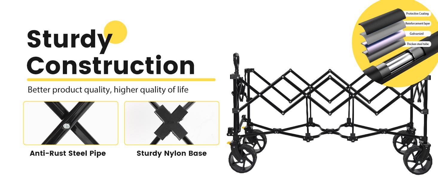 Extended Collapsible Foldable Wagon with 660lbs Weight Capacity, Heavy Duty Folding Utility Garden Cart with Big All-Terrain Beach Wheels & Drink Holders. Royal Blue