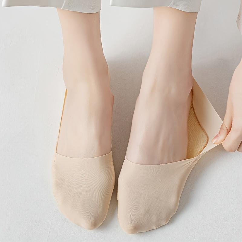 10 Pairs of Women's Invisible Socks - Comfortable, Breathable Polyester Short Socks with Sponge Bottom for Enhanced Grip and Stability, Smooth Knitted Fabric, for Casual Wear Women's Pilates Socks with Grips