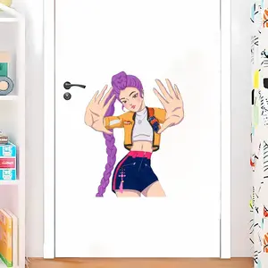 Large Cartoon Wall Sticker, Self-Adhesive Door Decal, Multiple Sizes, Indoor Decor for Bedroom Living Room, Removable Wallpaper, Party Gift
