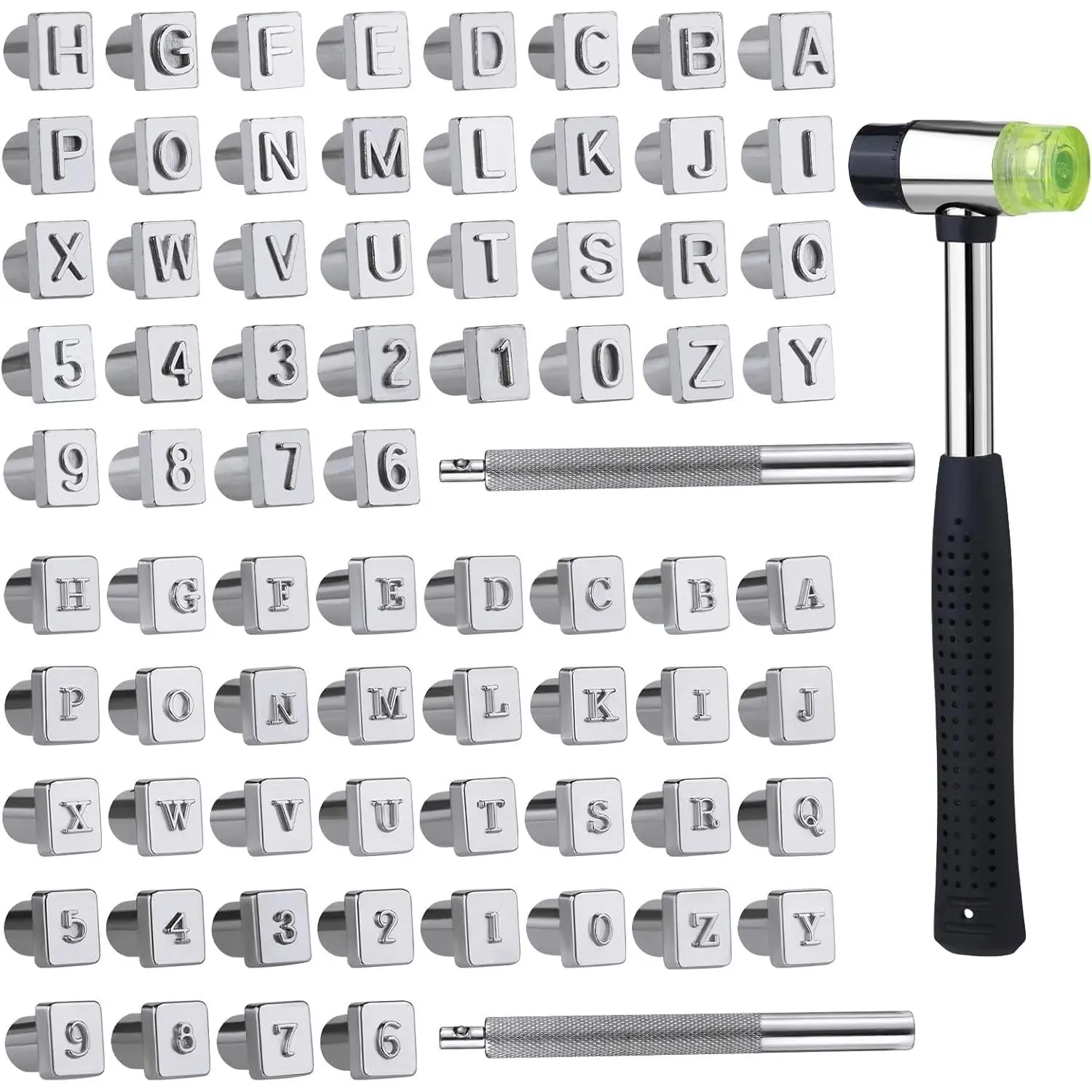75 Pcs Leather Stamping and Carving Tools Kit, with Letters Numbers & Geometric Patterns, Including Leather Carving Mallet, Complete Leathercraft Stamping Tools for Leather Working