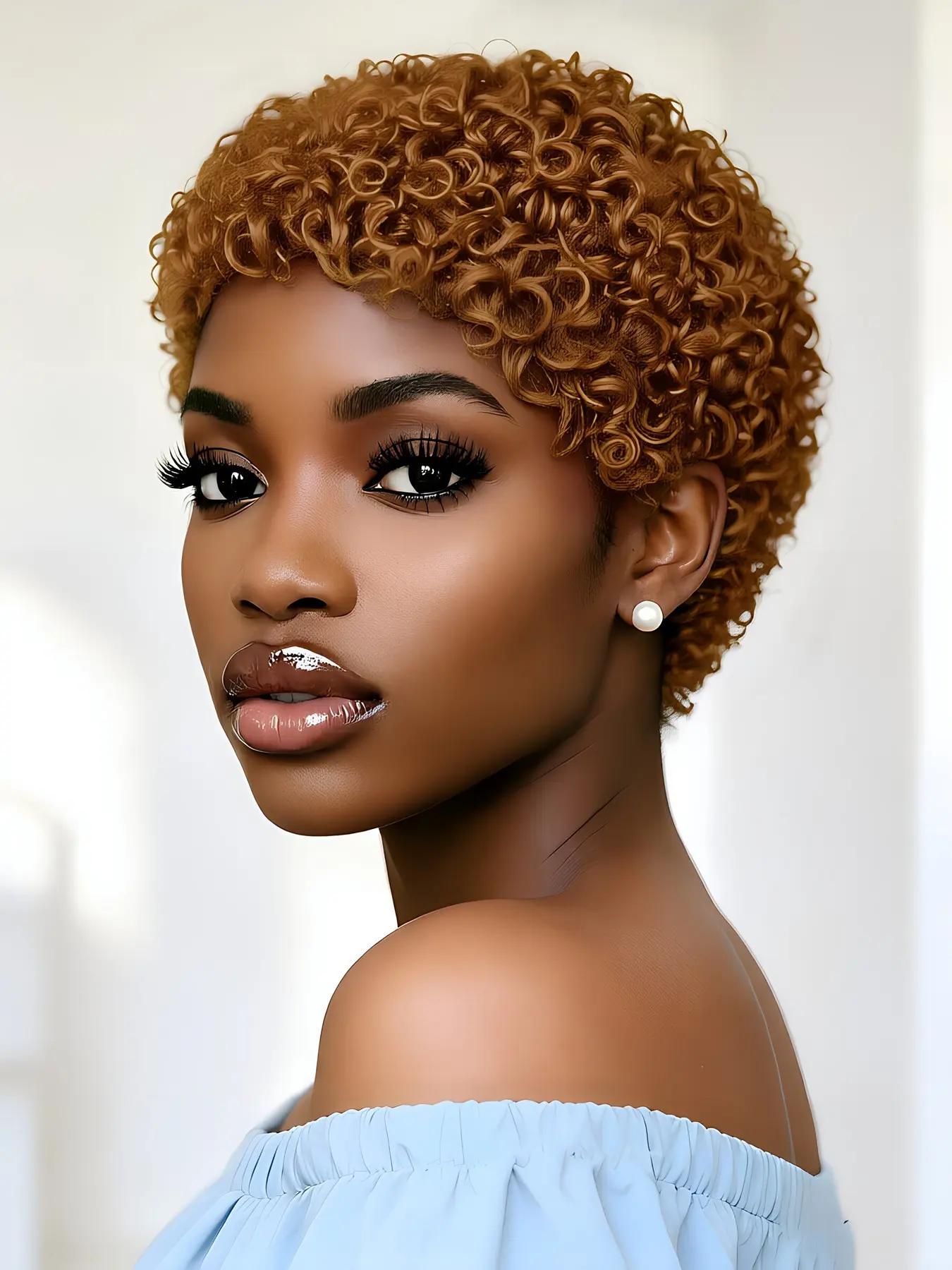 Pixie Wig Daily Party Cosplay Gift Use, 30 Color Short Afro Curly Human Hair Wig, Machine Made Pixie Cut Wigs for Women