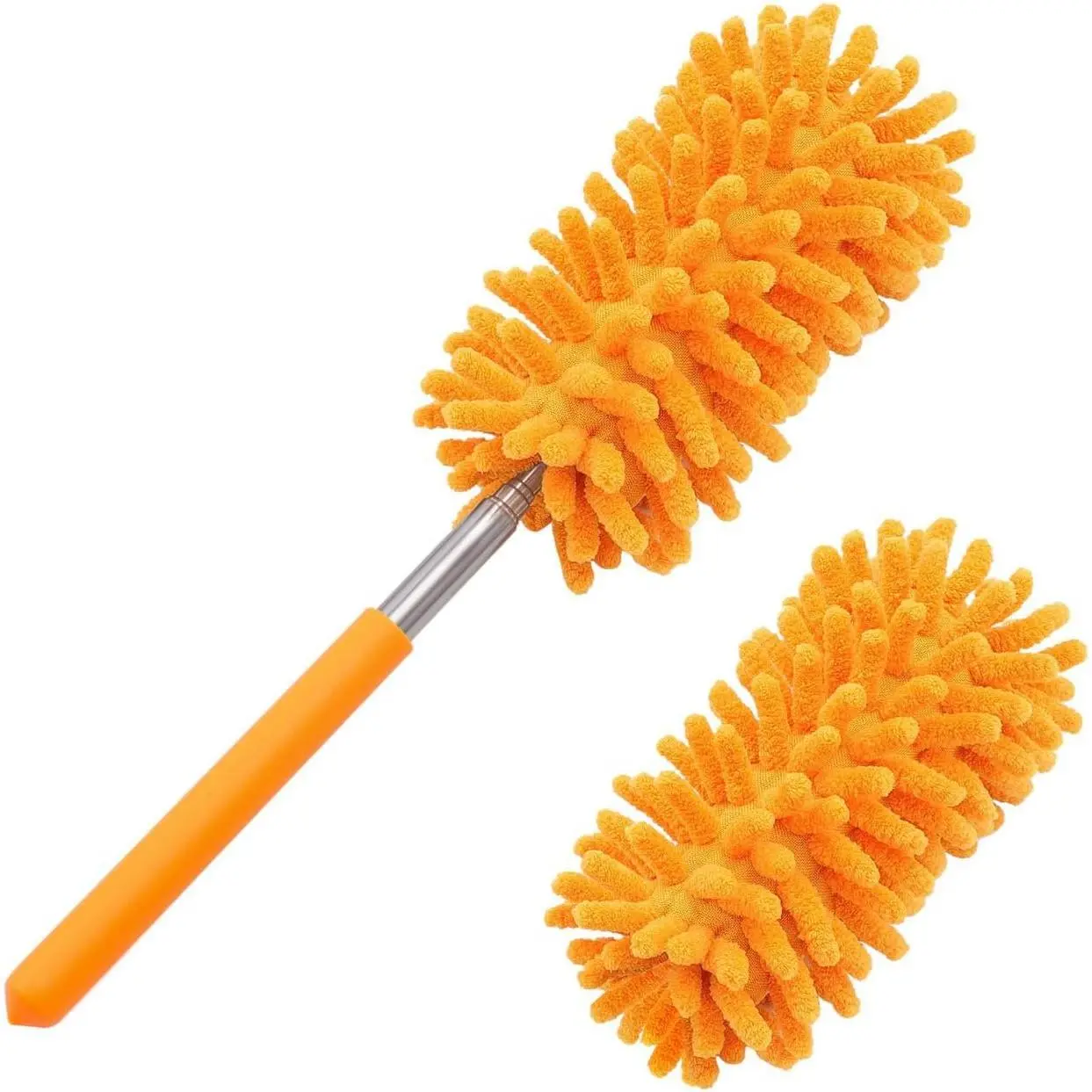 Synthetic Microfiber Duster with Extendable Pole, Detachable Head, 2 Replaceable Microfiber Heads, Hand Washable Detachable Office Cleaning Supplies for Windows/Furniture