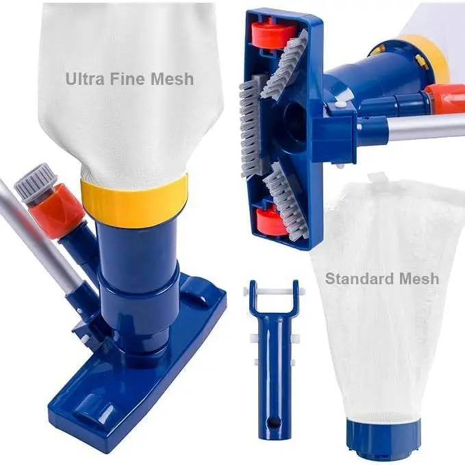 Manual Pool Vacuum for Above Ground Pool Upgrade with Fine Mesh Bag& 56" Pole, Handheld Pool Vacuum Jet Underwater Cleaner,  Pool Vacuum Cleaner Attach to Garden Hose