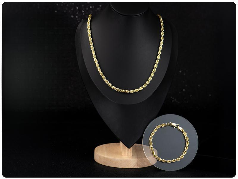 14K Real Gold-Plated Rope, Paperclip Rope, Cuban Concave, Figaro Set, 24"  Length, 6mm/8mm/10mm Width,Diamond Cut