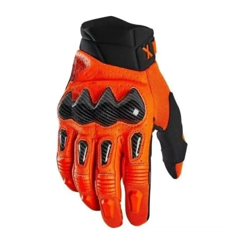 Leather Motorcycle Gloves, Unisex Long-Style Full-Finger Protective Gear with Carbon Fiber Armor and Non-Slip Grip for Outdoor Riding, M-XL, With Protector