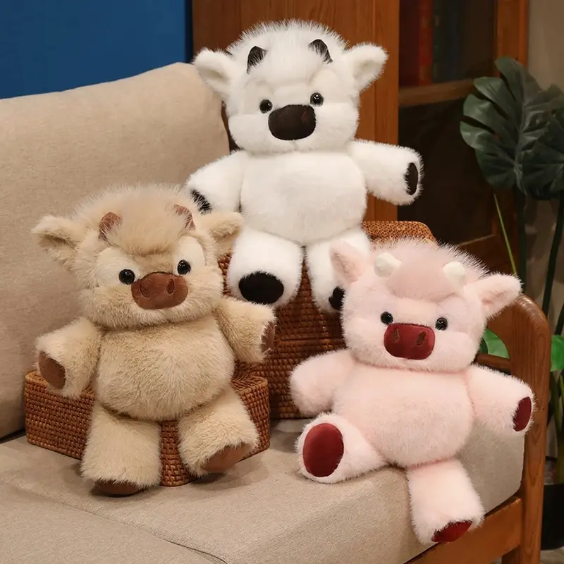 Hot 40cm Cute West Highland Calf Doll Running Little Cow Plush Toy Cartoon Soft Stuffed Animal Companion Toy Appease Kid Doll Soft Cuddly Gift Stuffed Animal Gifts Cute Stuffies