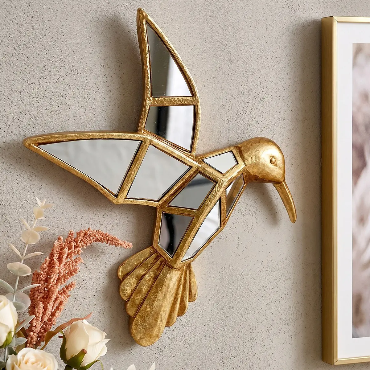 Hummingbird Wall Decor, Bird Art, Resin Mirror Design, Bohemian Style, Living Room, Wedding, Festival Decoration, Home Gift