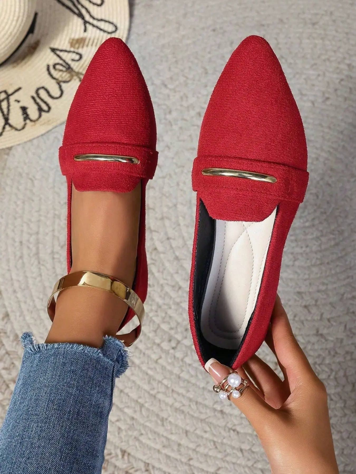 Women's Pointed Toe Flat Loafers, Comfortable Casual Office Shoes, Suitable for All Seasons, Fashionable and Practical Footwear, Casual Work Shoes