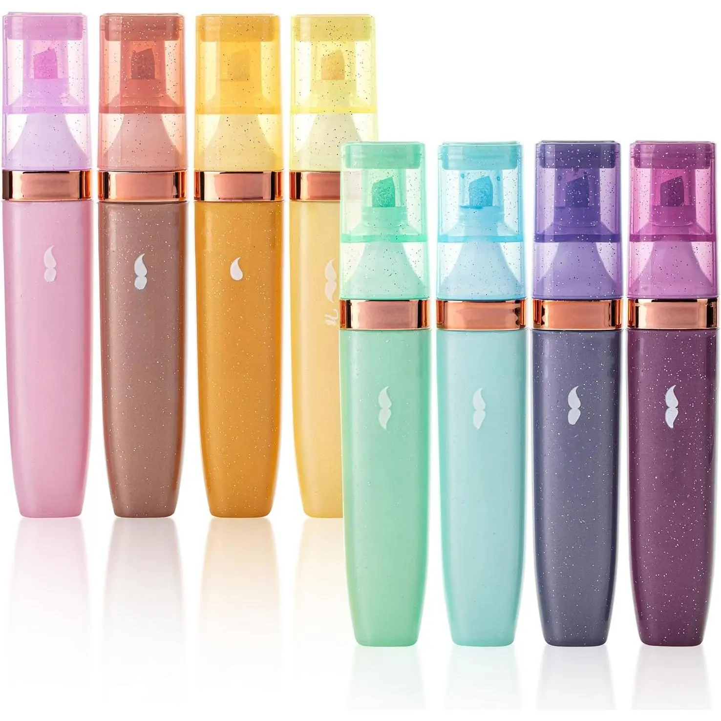 8-Pack Glitter Highlighters, Chisel-Tip Pastel & Metallic Sparkle Markers for Journaling, Office Stationery Highlighting Needs