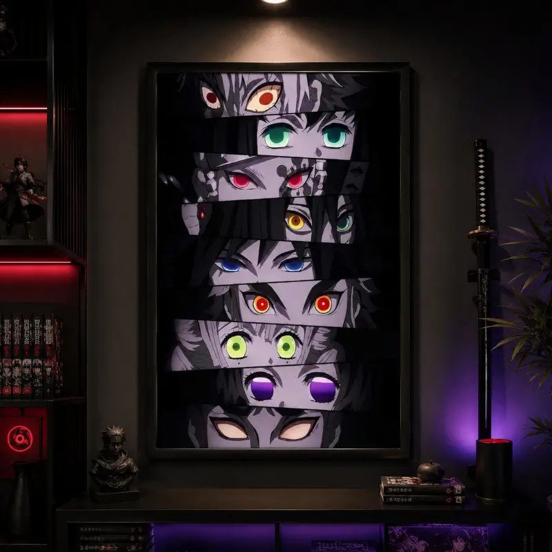 The Eyes Of The Hashira Demon Slayer Anime Poster, The Hashira Kimetsu No Yaiba Anime Posters Decor Photo, Canvas Wall Art Print, Japanese Anime Room Decor for Bedroom Dorm Gaming Room Office, Manga Wall Art Gift for Anime Fans