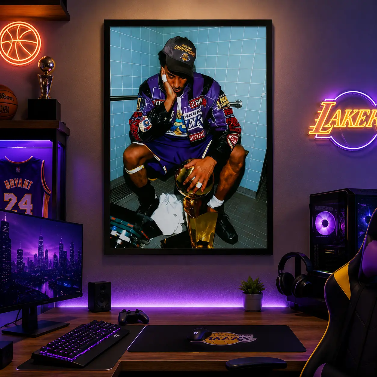 Kobe Bryant Inspired Canvas Wall Art, Vintage Basketball Poster Print, Black Mamba Style Sports Decor for Bedroom & Living Room Poster, Framed Canvas, Basketball Wall Decor, Man Cave Decor, Wall Decor for Men, Sports Fan Gift, Posters Room Decor, Bedroom