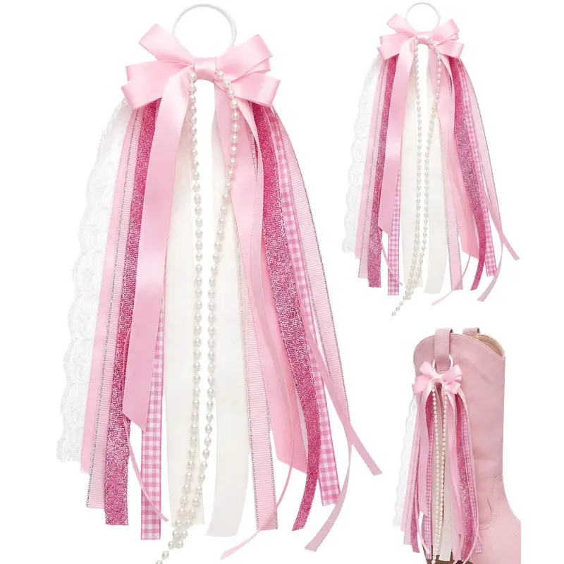 *Boot Bows* - Cutest Western-Chic Accessory for Cowgirl Boots, Secure Attachment, Multiple Colors, Lightweight & Comfy, Perfect for Concerts & Rodeos,Patriotic Star Tassel Ribbon Ornaments for Cowboy Boots
