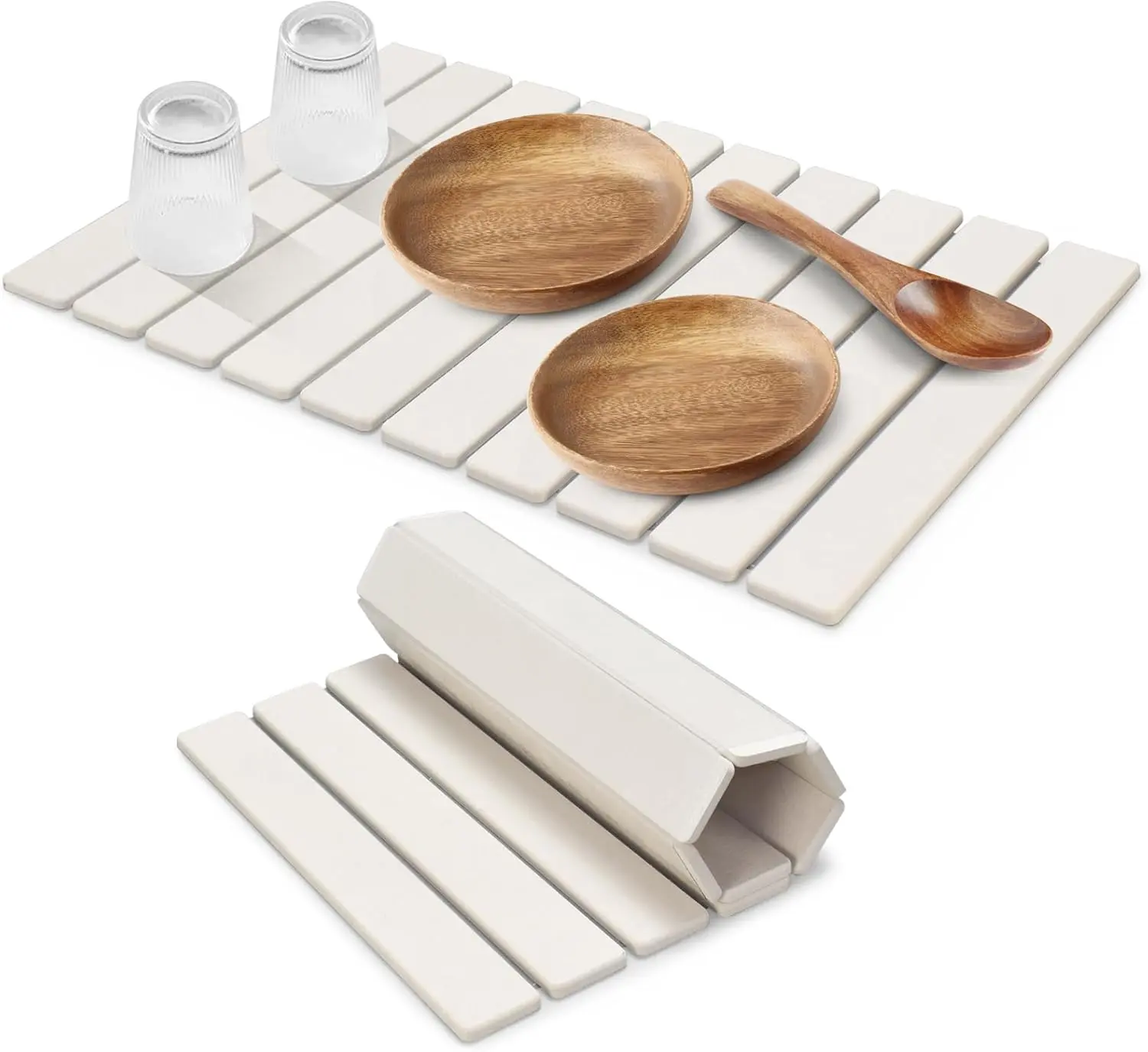 Large Stone Dish Drying Mat for Kitchen Counter,Fast Dry Super Absorbent Collapsible Dish Drying Mats, Eco-Friendly Diatomaceous Earth Mats for Dishes Bottles Cups,Match Any Countertop