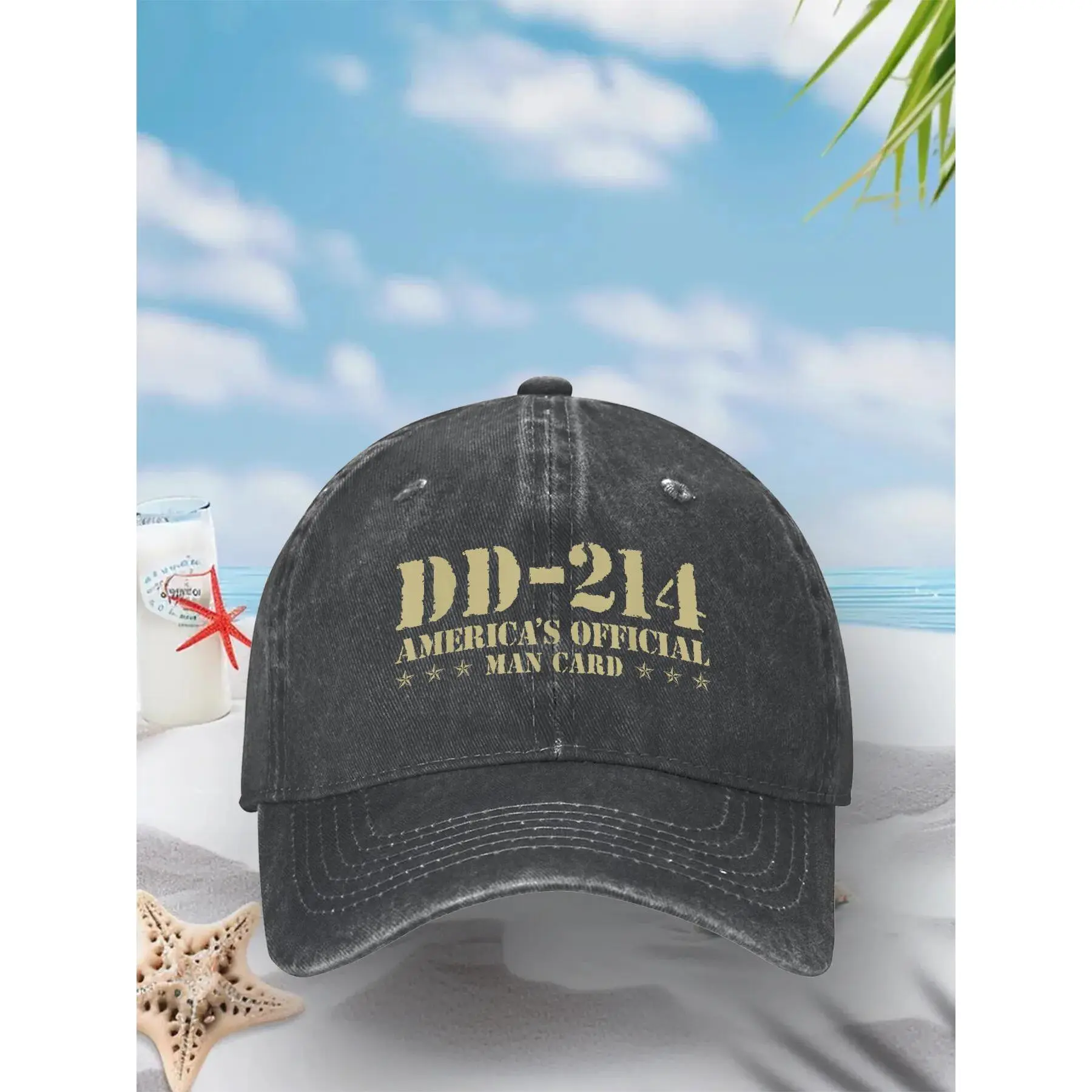 DD-214 America's Official Veteran Man Card Retro Army Snapback Hat - Men's Snapback Hats, Curved Brim, UV Protection, Casual Use Fashion Accessory Cap, Geometric Print