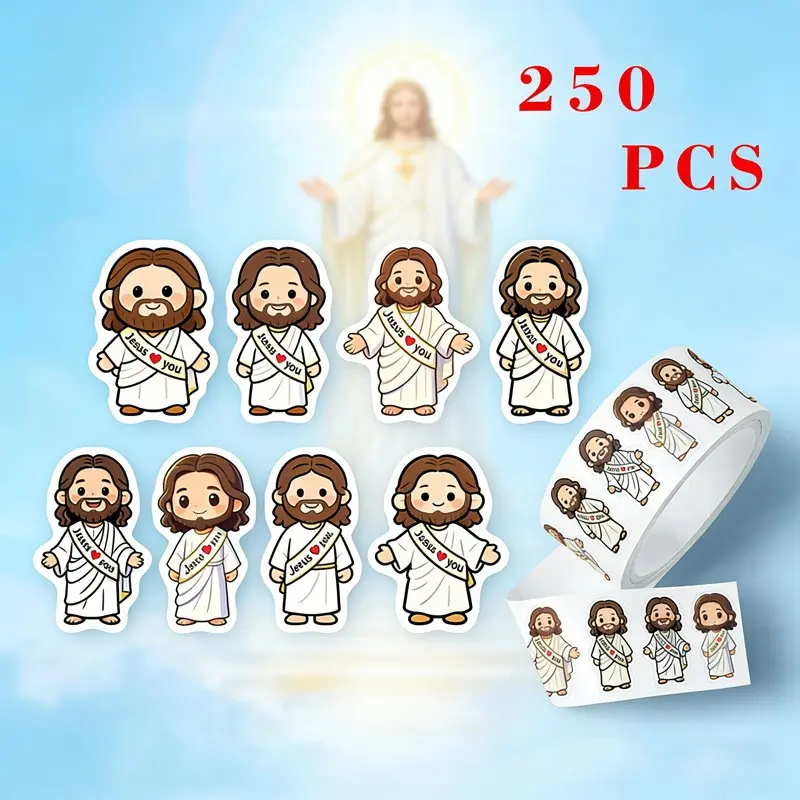 250 Jesus Love Stickers, Cute Cartoon Jesus Stickers for Water Bottles, Diaries, Scrapbooks, Christian Faith Stickers, Religious Inspirational Stickers