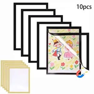 Golden/Black 10pcs Magnetic Picture Frame A4 Poster Cover Photo Frame Reusable Display Rack Hanger Poster Cover Frame for Wall Decor