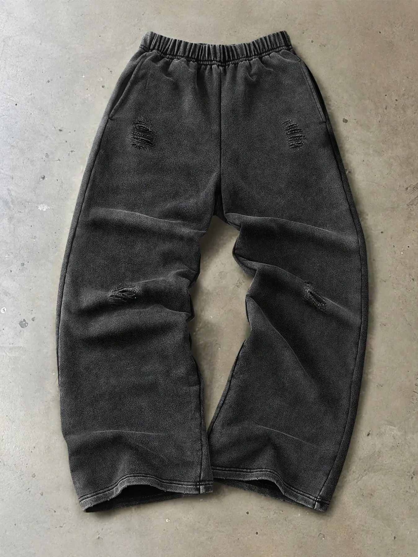 Men's Ripped Sweatpants, Vintage Washed Joggers, Loose Fit, Street Style Y2K, Ankle Length, Mid Waist, Casual All Seasons